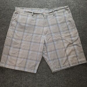 Burnside Men's Size 40 Plaid Flat Front Shorts‎ Gray Blue Check Cotton Blend